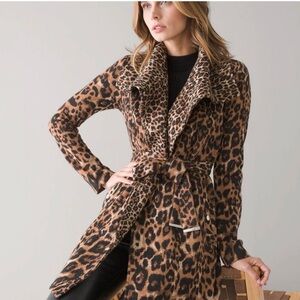 WHBM Leopard Long Sweater Coat